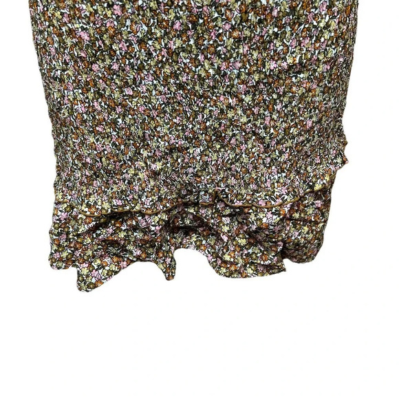 Faithfull The Brand Es Saada Floral Smocked Dress Brown Pink Size 2‎ - Picture 5 of 13